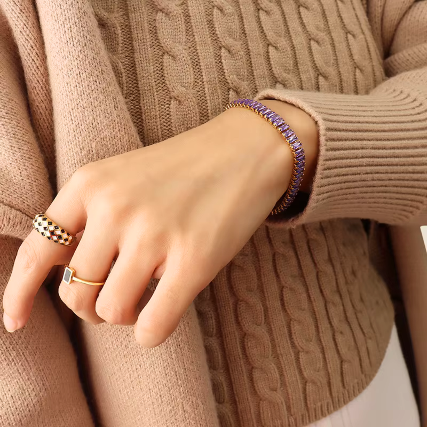 Luxelink Iced Out Tennis Non Tarnish Purple Bracelet