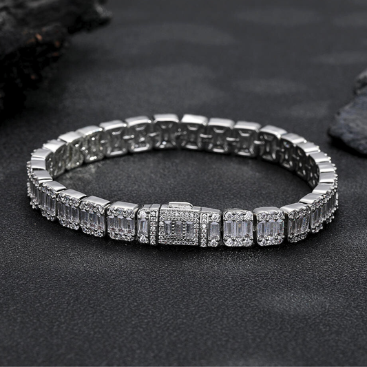 LuxeLink Classic 8MM Flip Buckle Iced Out Bling Bracelet