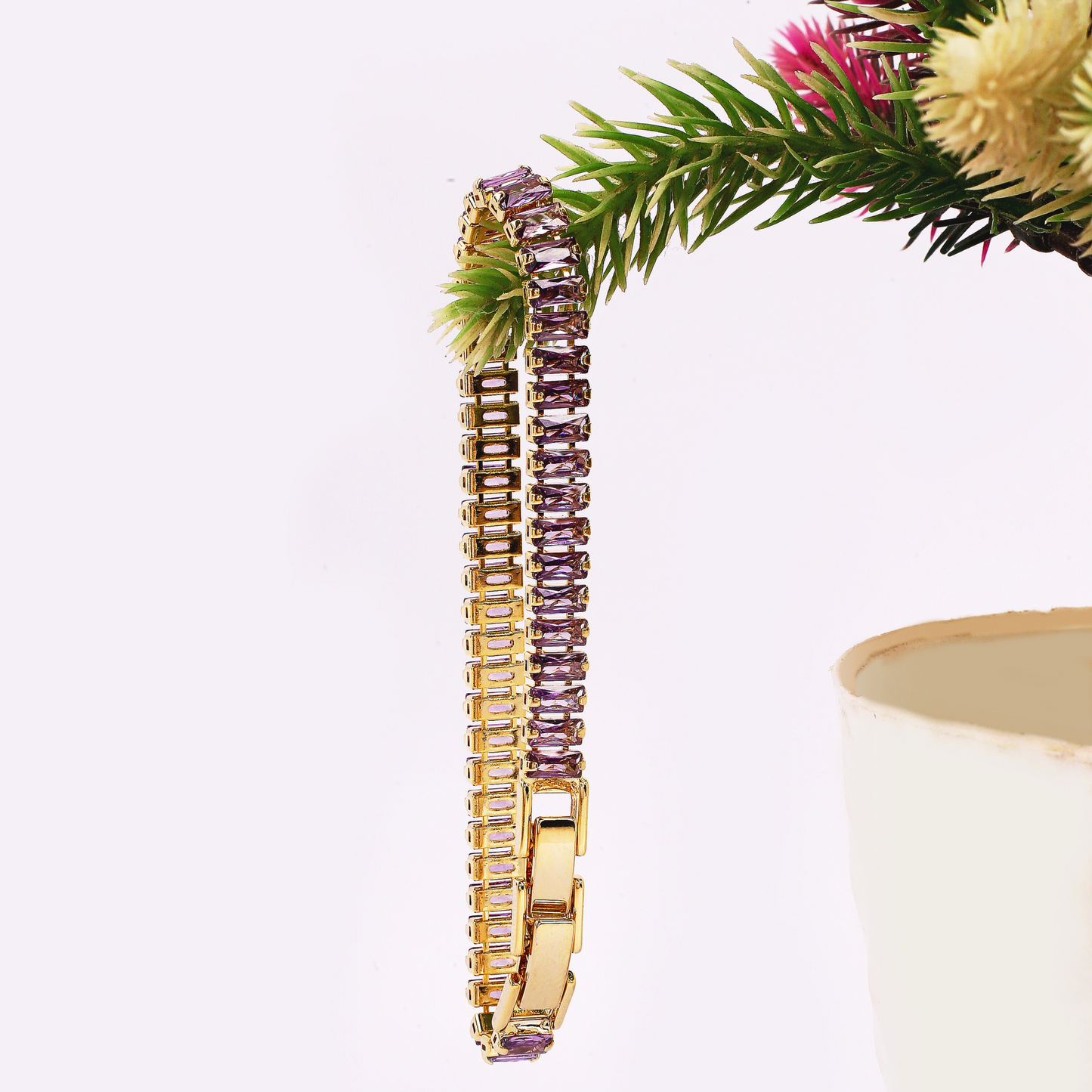 Luxelink Iced Out Tennis Non Tarnish Purple Bracelet