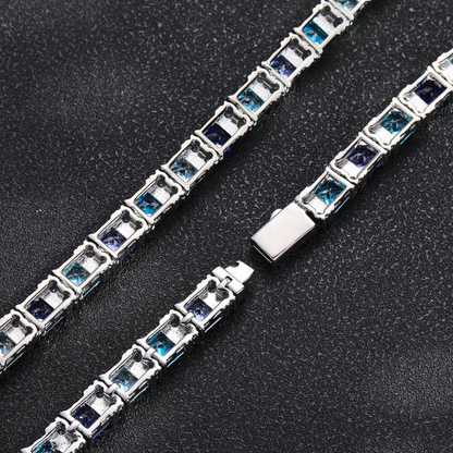Luxelink Blue Gemstone Cubic Zirconia Iced Out Bling Tennis Bracelet